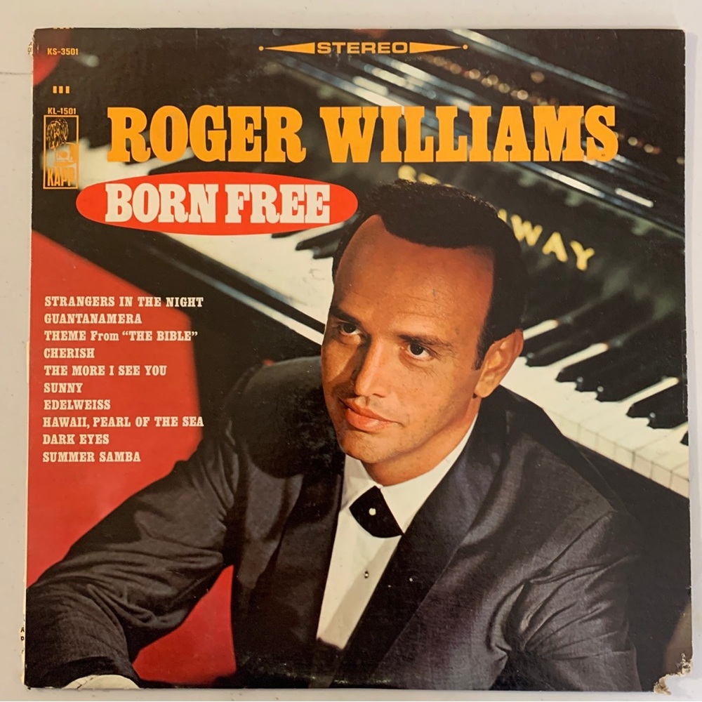Roger Williams “Born Free” LP Vinyl Original 1966 KS-3501 Stereo VG+ Record